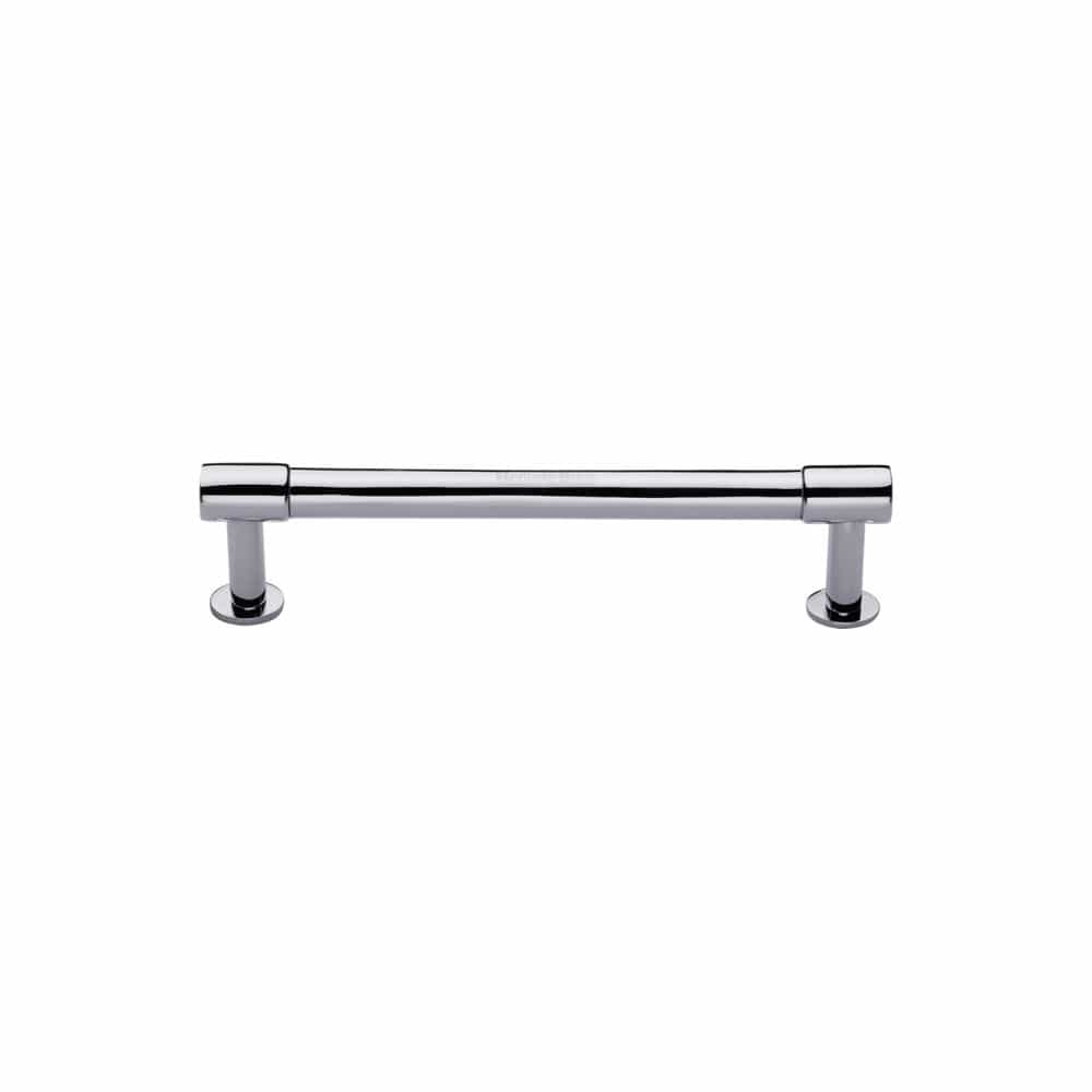 Heritage Brass Cabinet Hardware Polished Chrome / Cabinet Pull Handles / 96mm c/c Heritage Brass - Cabinet Pull Phoenix Design with 16mm Rose 96mm CTC Polished Chrome