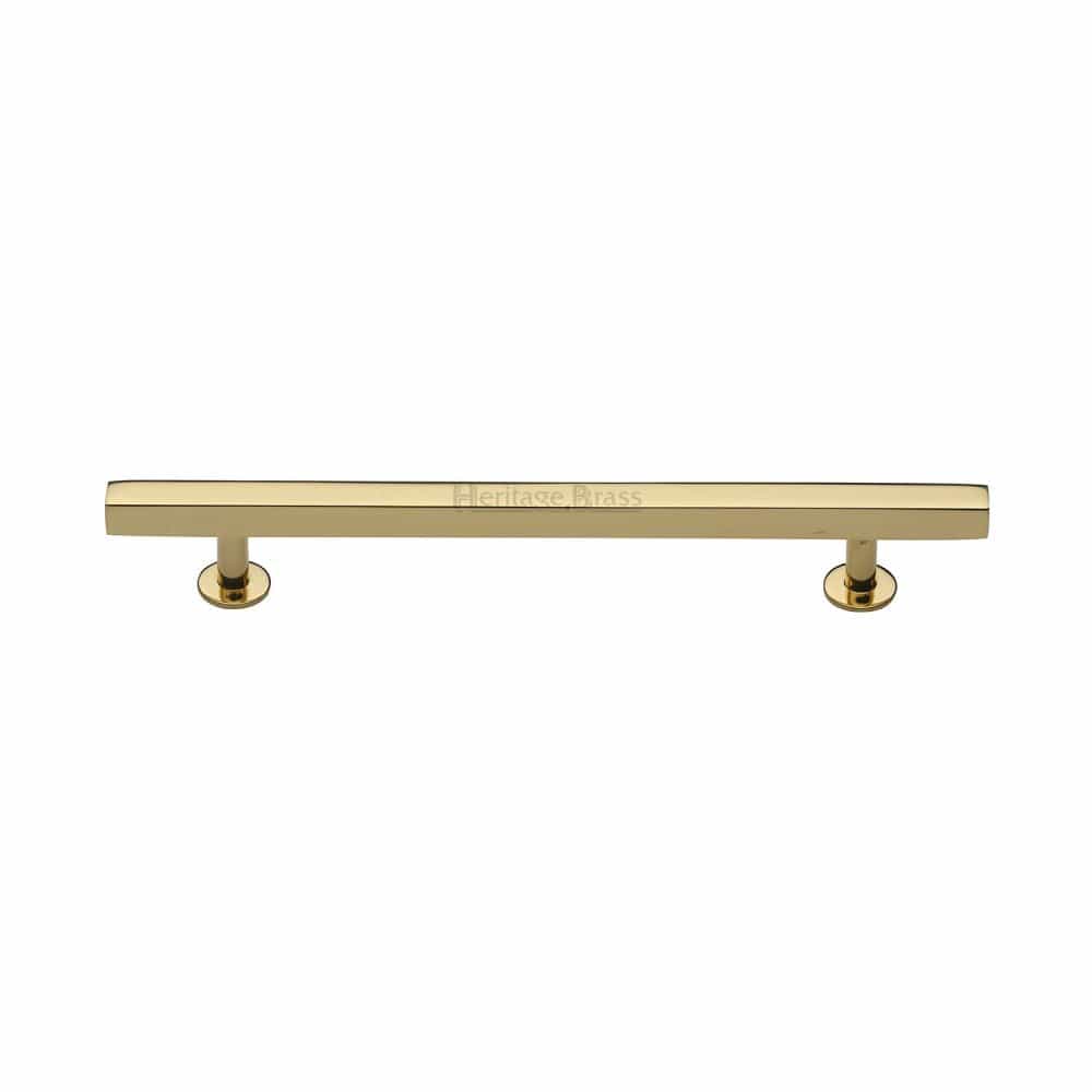Heritage Brass Cabinet Hardware Polished Brass / Cabinet Pull Handles / 160mm c/c Heritage Brass - Cabinet Pull Square Design 160mm CTC Polished Brass Finish