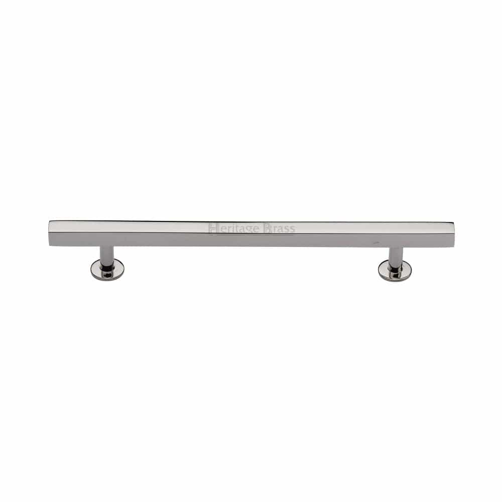 Heritage Brass Cabinet Hardware Polished Nickel / Cabinet Pull Handles / 160mm c/c Heritage Brass - Cabinet Pull Square Design 160mm CTC Polished Nickel Finish