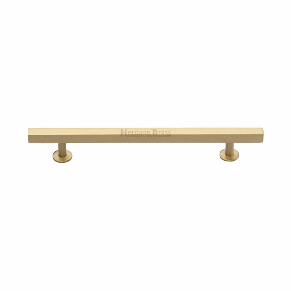 Heritage Brass Cabinet Hardware Satin Brass / Cabinet Pull Handles / 160mm c/c Heritage Brass - Cabinet Pull Square Design 160mm CTC Satin Brass Finish