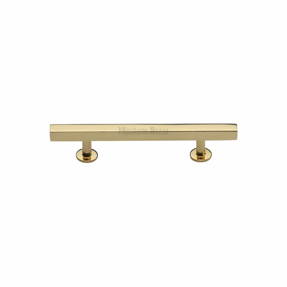 Heritage Brass Cabinet Hardware Polished Brass / Cabinet Pull Handles / 96mm c/c Heritage Brass - Cabinet Pull Square Design 96mm CTC Polished Brass Finish