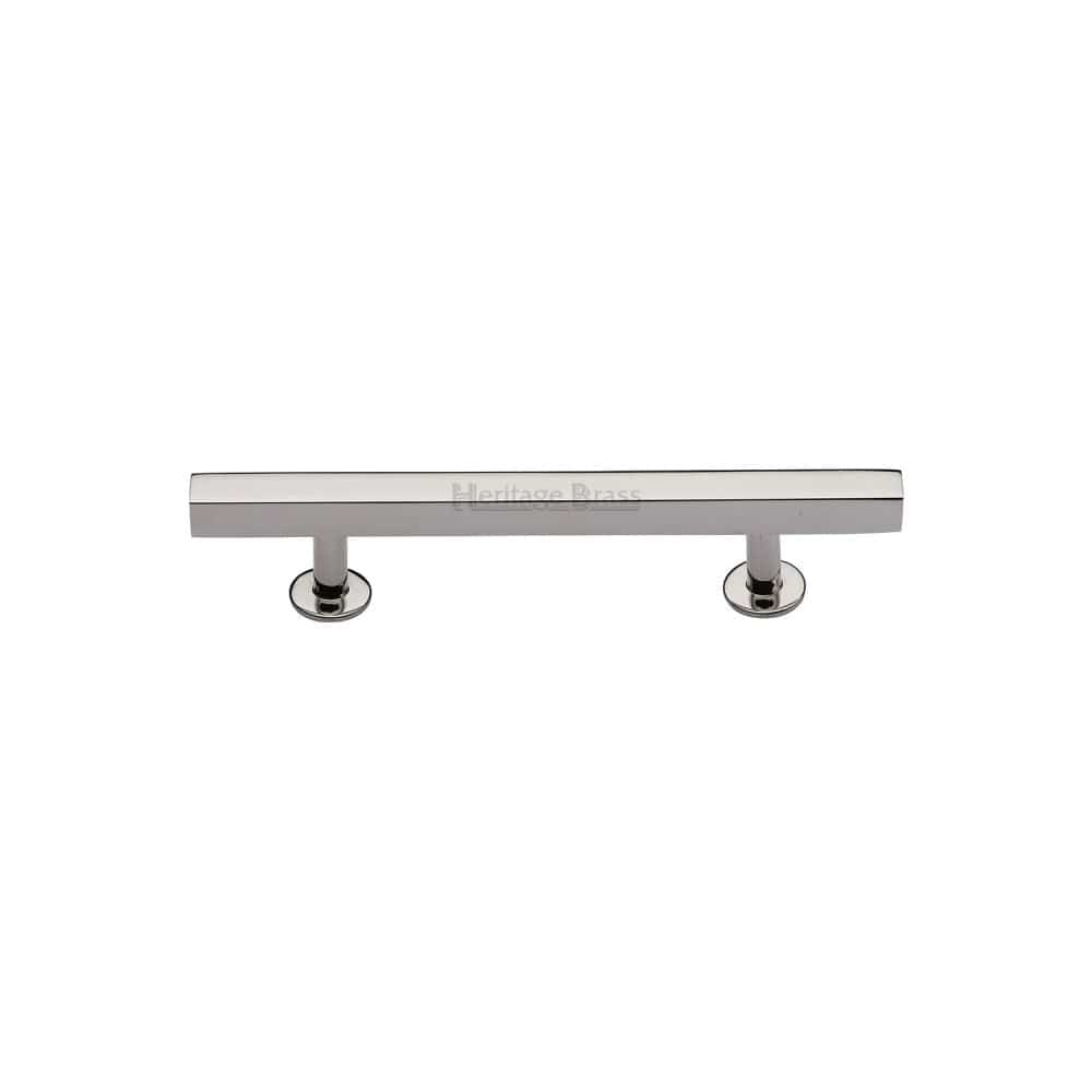 Heritage Brass Cabinet Hardware Polished Nickel / Cabinet Pull Handles / 96mm c/c Heritage Brass - Cabinet Pull Square Design 96mm CTC Polished Nickel Finish