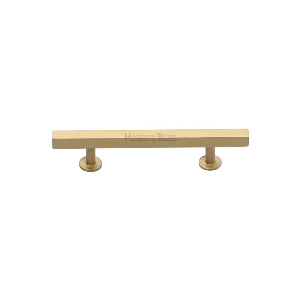 Heritage Brass Cabinet Hardware Satin Brass / Cabinet Pull Handles / 96mm c/c Heritage Brass - Cabinet Pull Square Design 96mm CTC Satin Brass Finish
