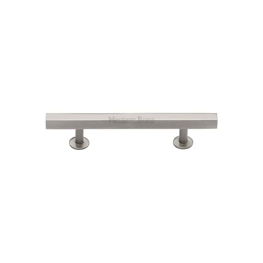 Heritage Brass Cabinet Hardware Satin Nickel / Cabinet Pull Handles / 96mm c/c Heritage Brass - Cabinet Pull Square Design 96mm CTC Satin Nickel Finish