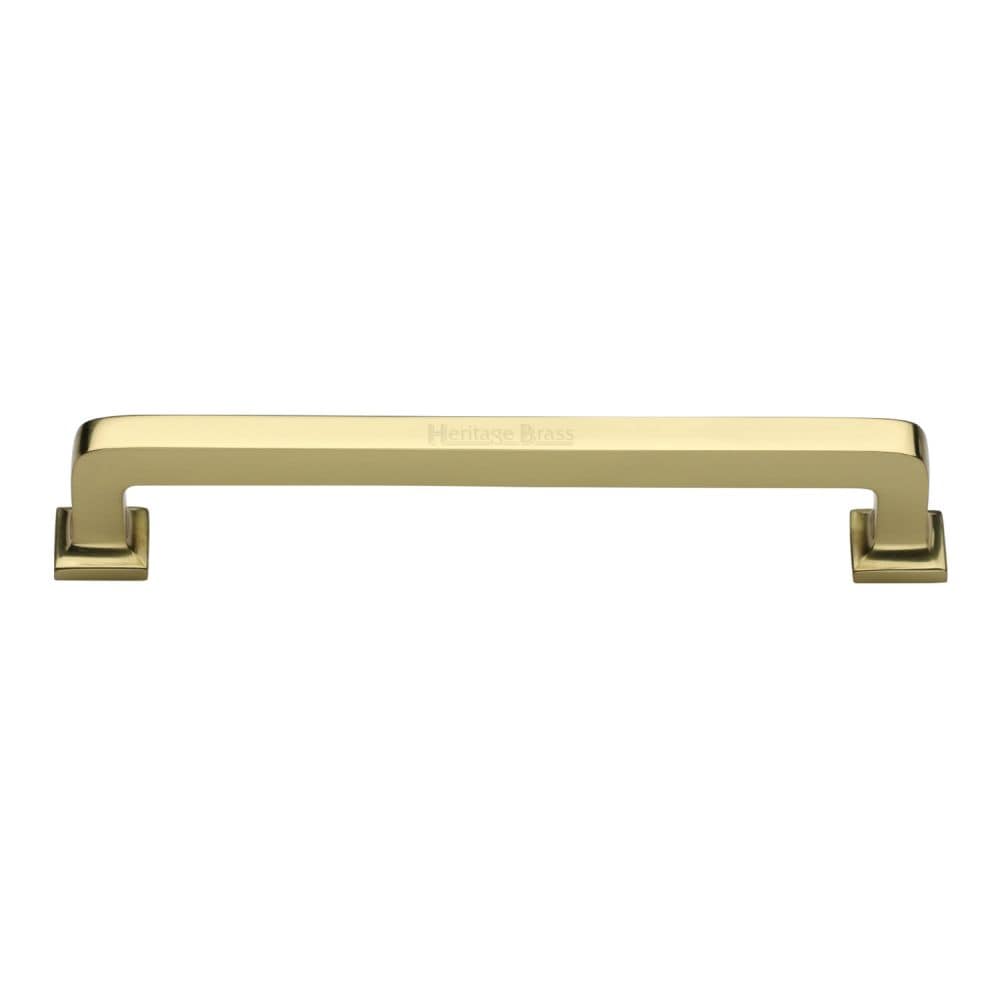 Heritage Brass Cabinet Hardware Polished Brass / Cabinet Pull Handles / 203mm c/c Heritage Brass - Cabinet Pull Square Vintage Design 203mm CTC Polished Brass Finish