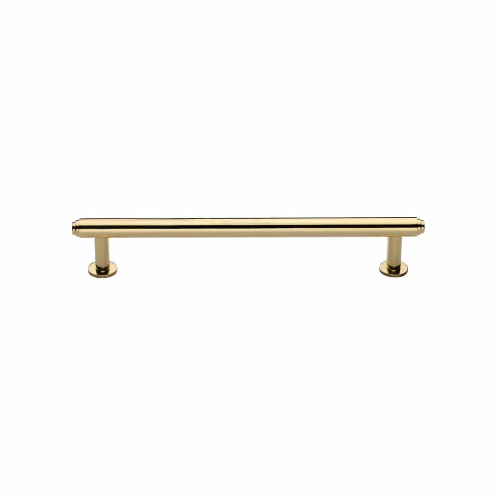 Heritage Brass Cabinet Hardware Polished Brass / Cabinet Pull Handles / 128mm c/c Heritage Brass - Cabinet Pull Step Design with 16mm Rose 128mm CTC Polished Brass Fi
