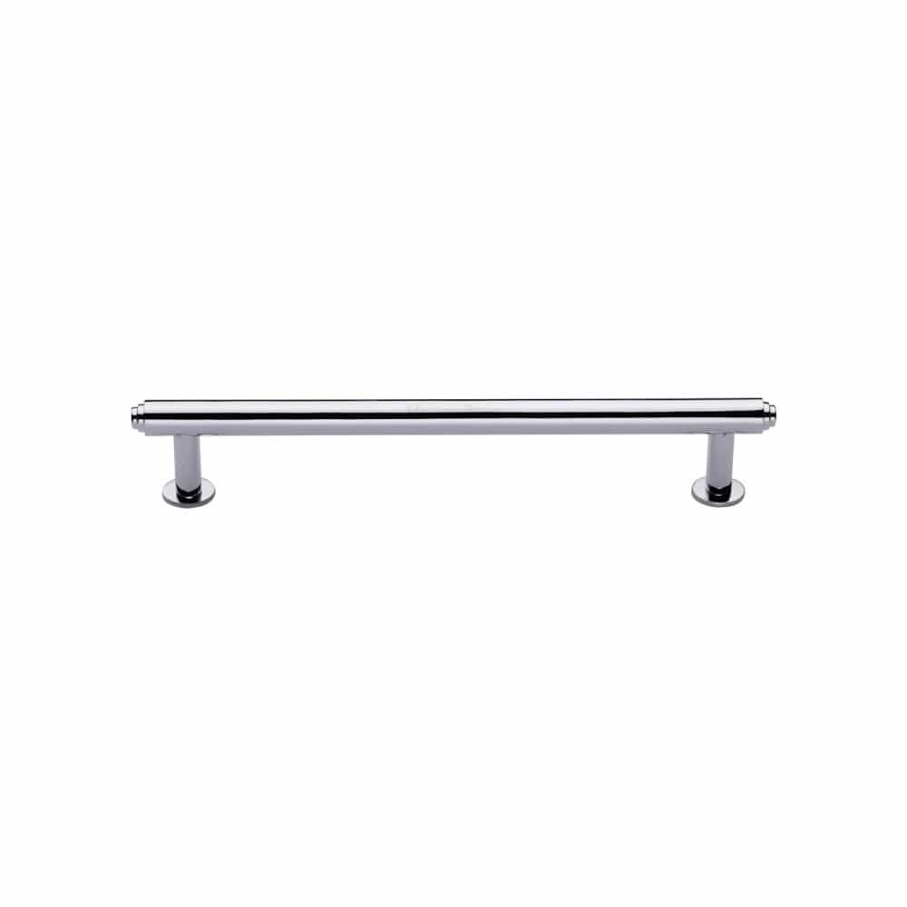 Heritage Brass Cabinet Hardware Polished Chrome / Cabinet Pull Handles / 128mm c/c Heritage Brass - Cabinet Pull Step Design with 16mm Rose 128mm CTC Polished Chrome F