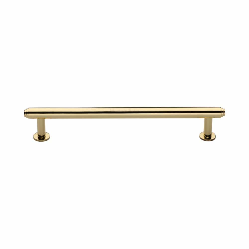 Heritage Brass Cabinet Hardware Polished Brass / Cabinet Pull Handles / 160mm c/c Heritage Brass - Cabinet Pull Step Design with 16mm Rose 160mm CTC Polished Brass Fi