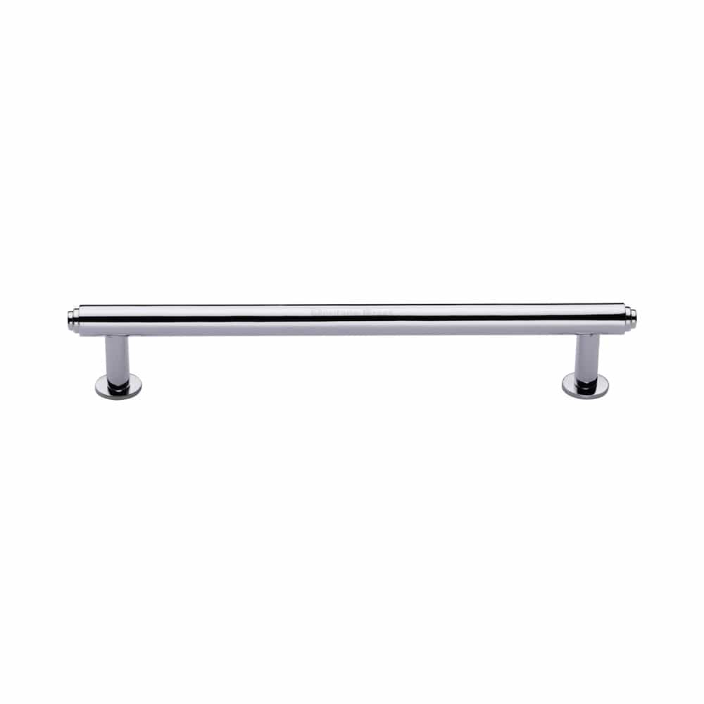 Heritage Brass Cabinet Hardware Polished Chrome / Cabinet Pull Handles / 160mm c/c Heritage Brass - Cabinet Pull Step Design with 16mm Rose 160mm CTC Polished Chrome F