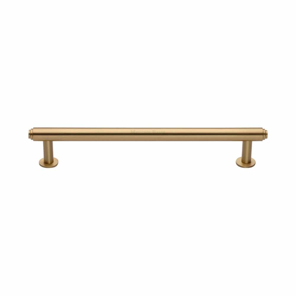 Heritage Brass Cabinet Hardware Satin Brass / Cabinet Pull Handles / 160mm c/c Heritage Brass - Cabinet Pull Step Design with 16mm Rose 160mm CTC Satin Brass Fi