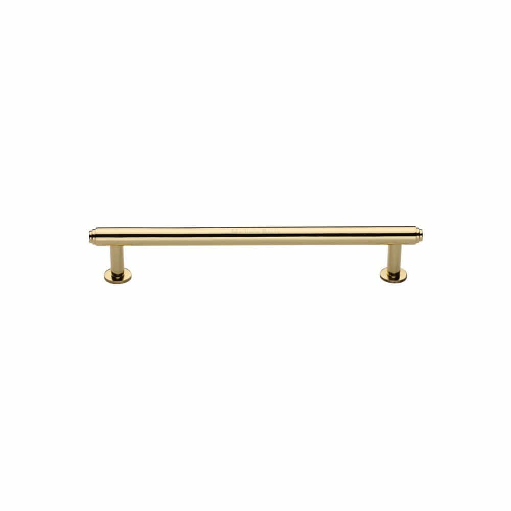 Heritage Brass Cabinet Hardware Polished Brass / Cabinet Pull Handles / 96mm c/c Heritage Brass - Cabinet Pull Step Design with 16mm Rose 96mm CTC Polished Brass Fin