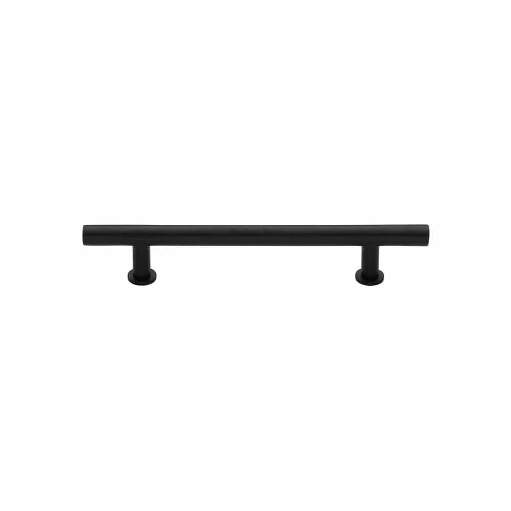 Heritage Brass Cabinet Hardware Matt Black / Cabinet Pull Handles / 101mm c/c Heritage Brass - Cabinet Pull T-Bar Design with 16mm Rose 101mm CTC Matt Black F