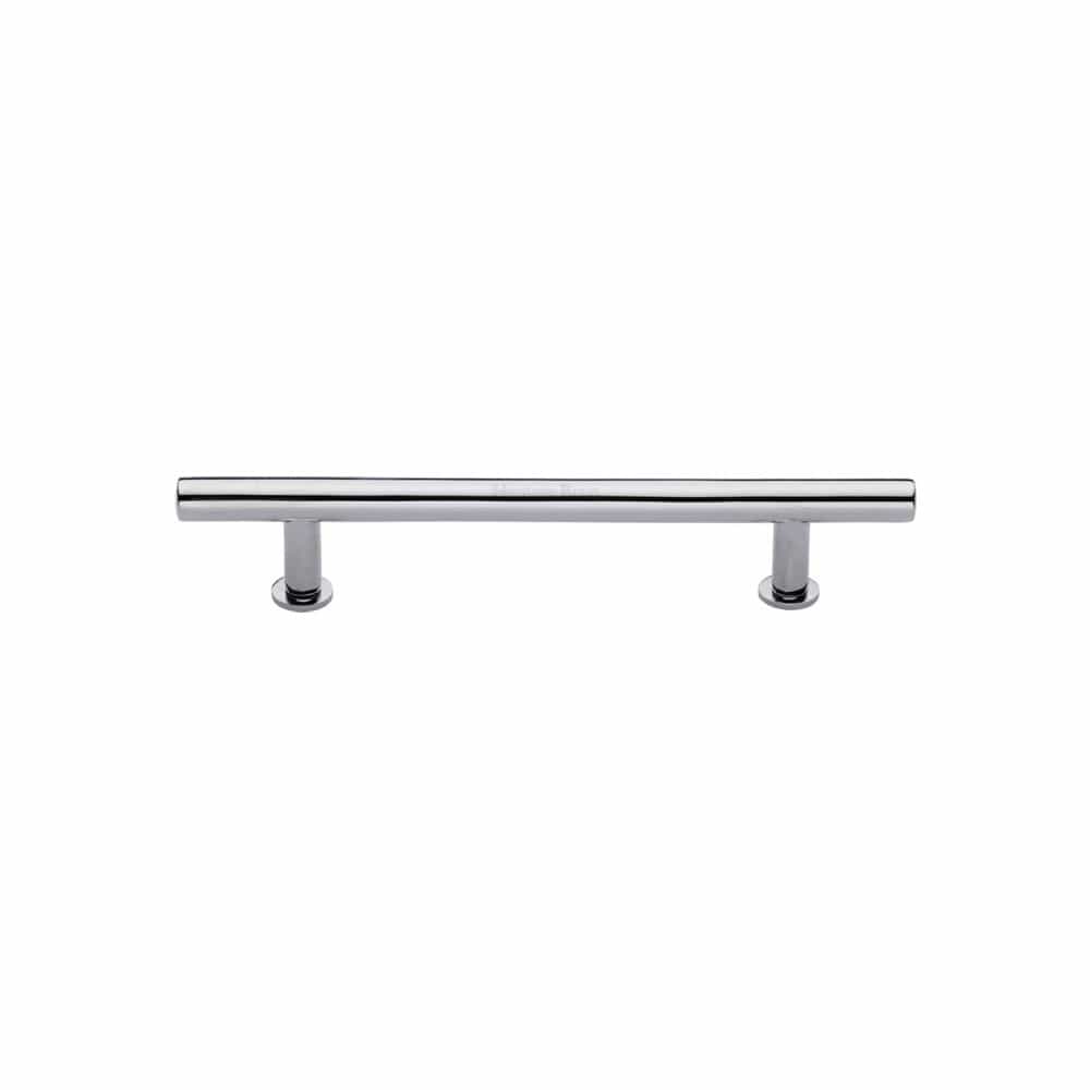 Heritage Brass Cabinet Hardware Polished Chrome / Cabinet Pull Handles / 101mm c/c Heritage Brass - Cabinet Pull T-Bar Design with 16mm Rose 101mm CTC Polished Chrome
