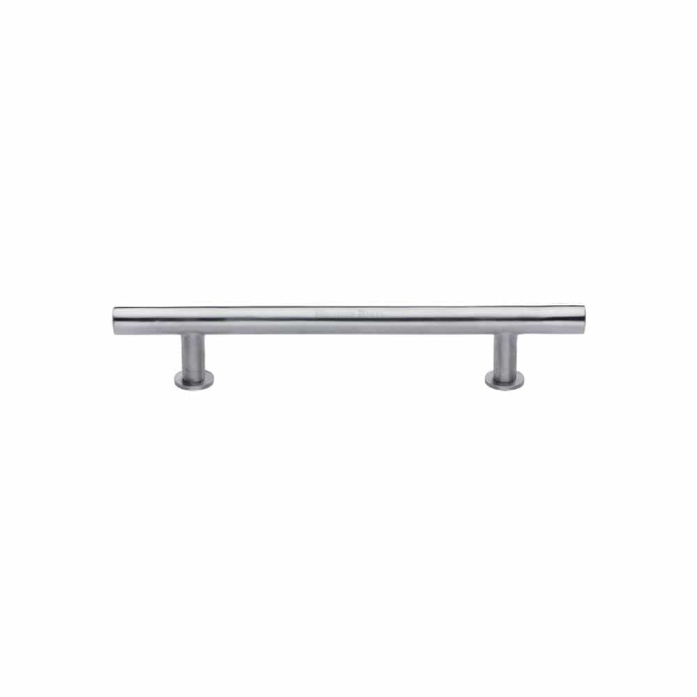 Heritage Brass Cabinet Hardware Satin Chrome / Cabinet Pull Handles / 101mm c/c Heritage Brass - Cabinet Pull T-Bar Design with 16mm Rose 101mm CTC Satin Chrome