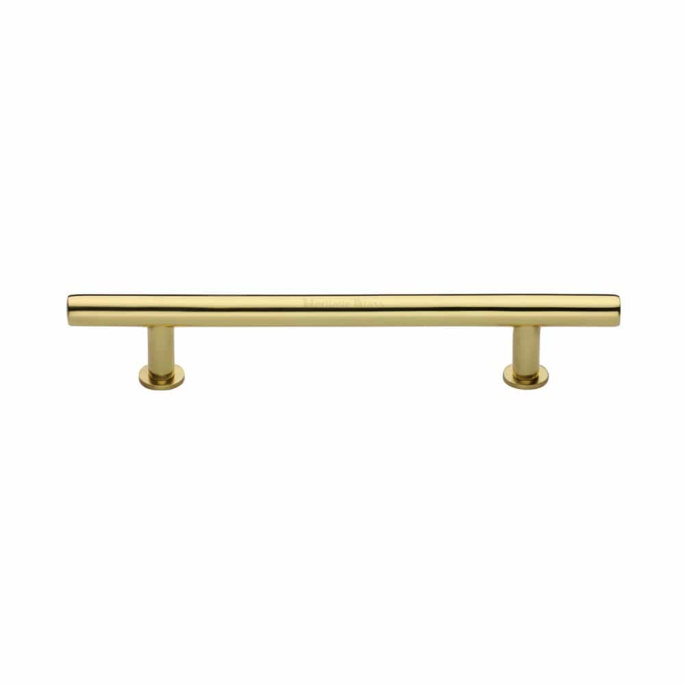 Heritage Brass Cabinet Hardware Polished Brass / Cabinet Pull Handles / 160mm c/c Heritage Brass - Cabinet Pull T-Bar Design with 16mm Rose 160mm CTC Polished Brass F