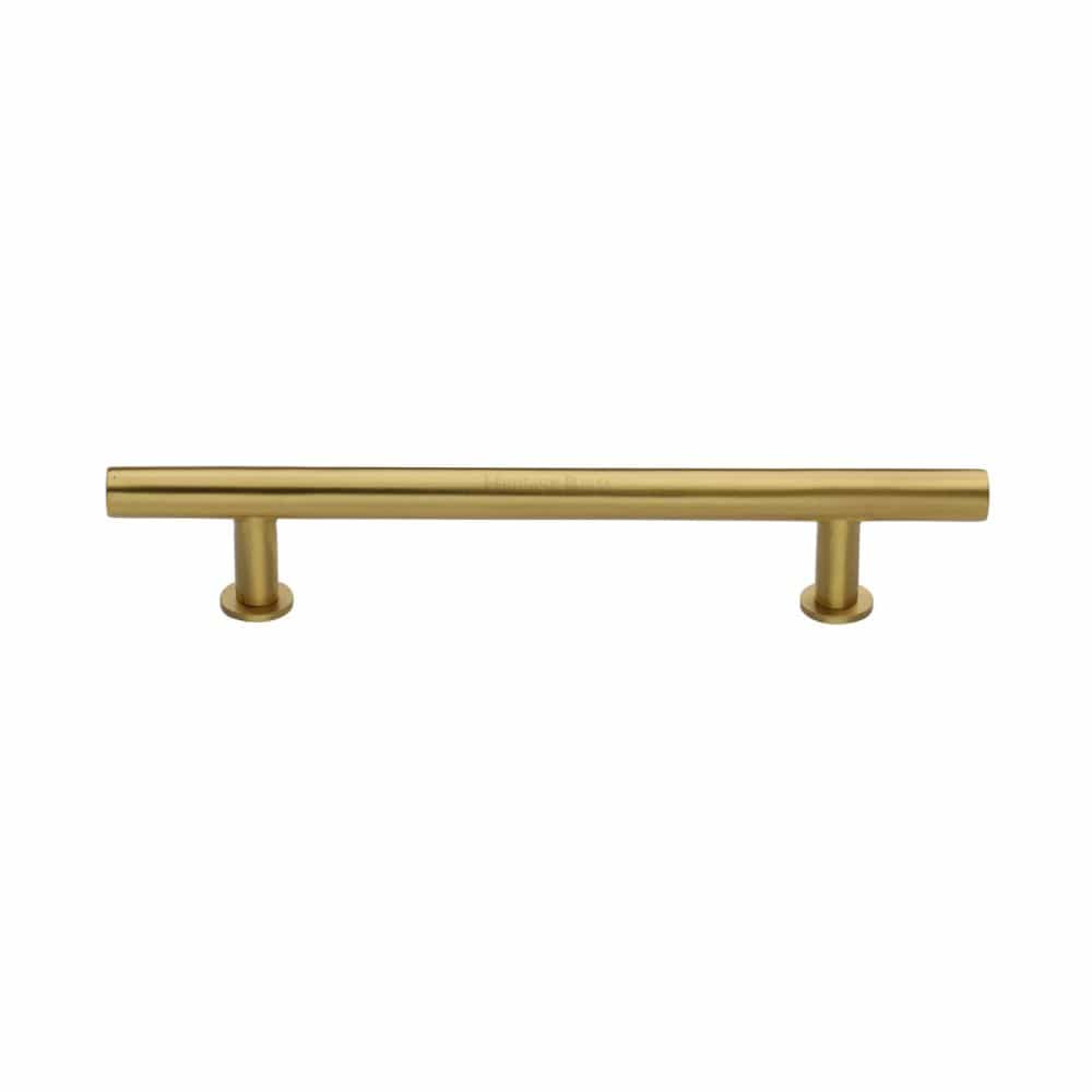 Heritage Brass Cabinet Hardware Satin Brass / Cabinet Pull Handles / 160mm c/c Heritage Brass - Cabinet Pull T-Bar Design with 16mm Rose 160mm CTC Satin Brass F
