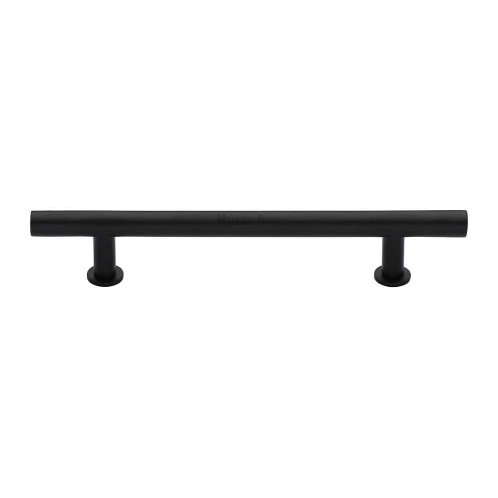 Heritage Brass Cabinet Hardware Matt Black / Cabinet Pull Handles / 203mm c/c Heritage Brass - Cabinet Pull T-Bar Design with 16mm Rose 203mm CTC Matt Black F