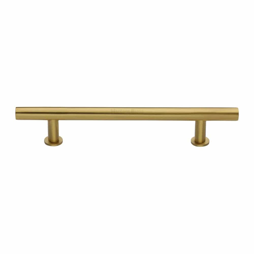 Heritage Brass Cabinet Hardware Satin Brass / Cabinet Pull Handles / 203mm c/c Heritage Brass - Cabinet Pull T-Bar Design with 16mm Rose 203mm CTC Satin Brass F