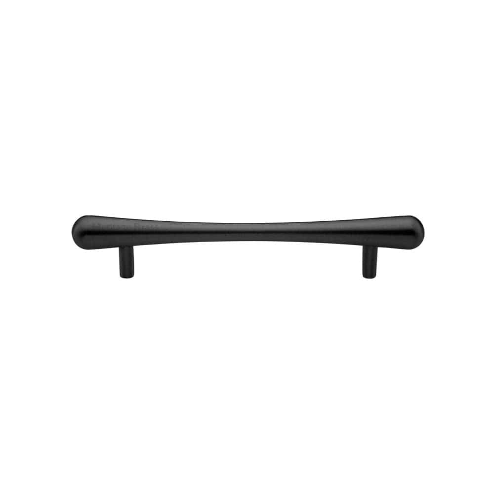 Heritage Brass Cabinet Hardware Matt Black / Cabinet Pull Handles / 128mm c/c Heritage Brass - Cabinet Pull T-Bar Raindrop Design 128mm CTC Matt Black Finish