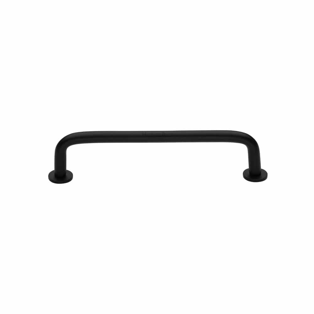 Heritage Brass Cabinet Hardware Matt Black / Cabinet Pull Handles / 96mm c/c Heritage Brass - Cabinet Pull Wire Design with 16mm Rose 96mm CTC Matt Black Fin
