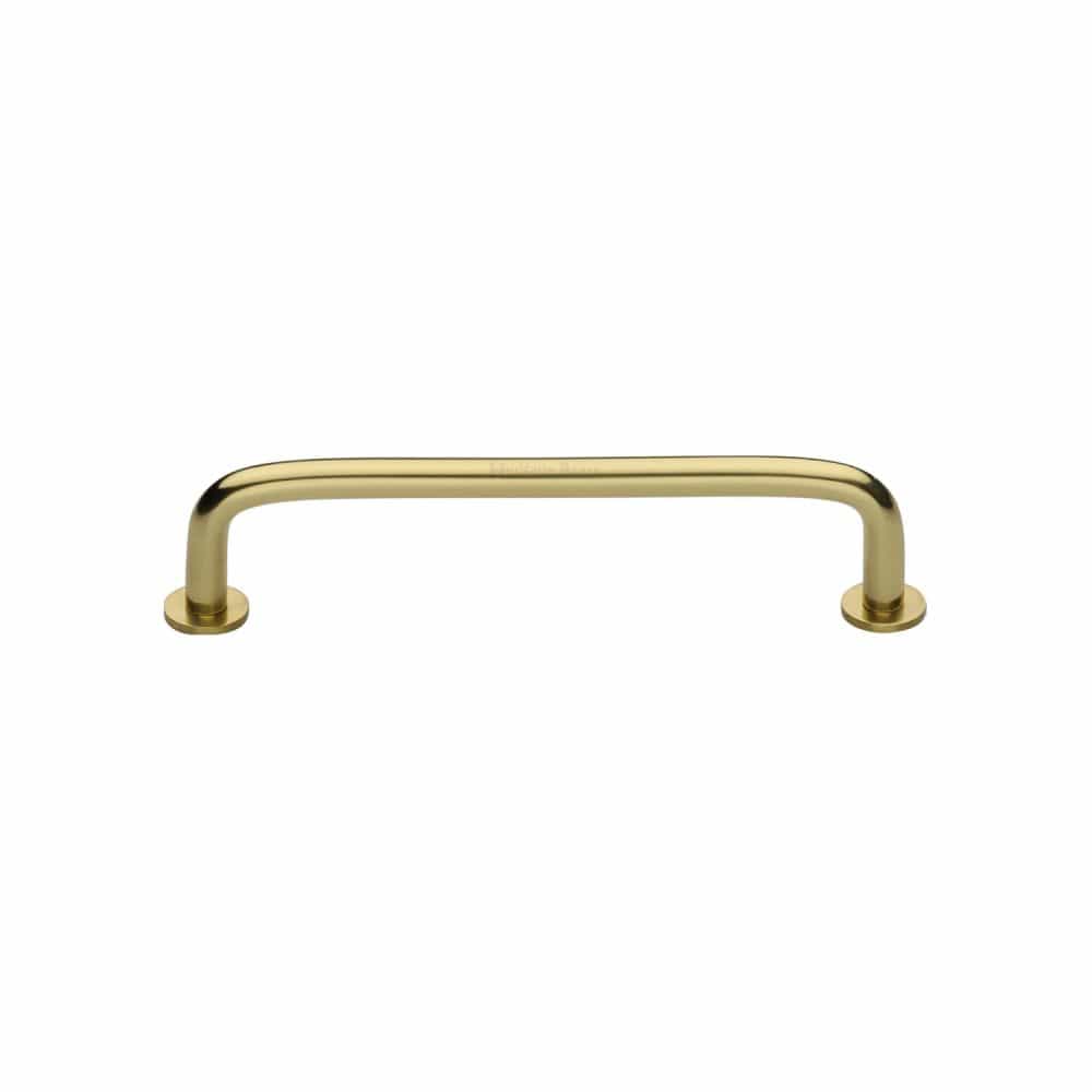 Heritage Brass Cabinet Hardware Polished Brass / Cabinet Pull Handles / 96mm c/c Heritage Brass - Cabinet Pull Wire Design with 16mm Rose 96mm CTC Polished Brass Fin