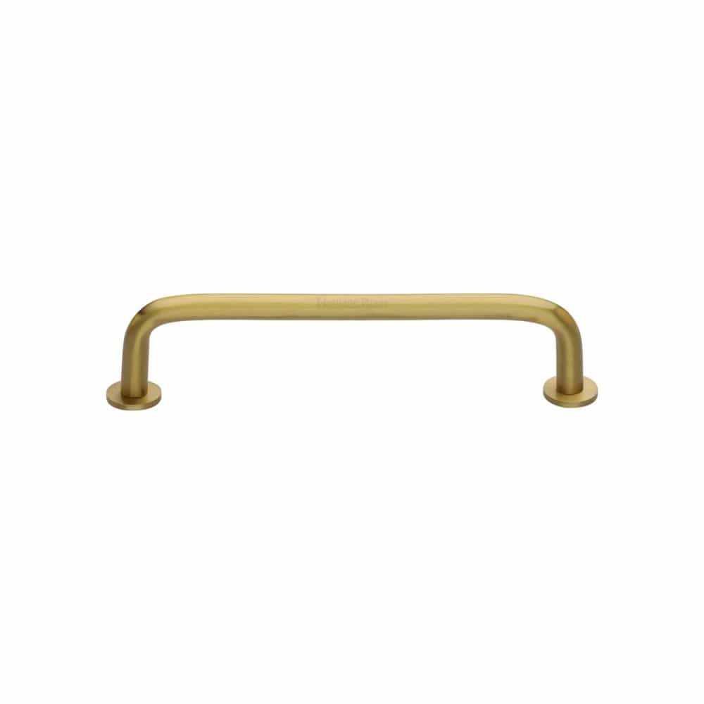 Heritage Brass Cabinet Hardware Satin Brass / Cabinet Pull Handles / 96mm c/c Heritage Brass - Cabinet Pull Wire Design with 16mm Rose 96mm CTC Satin Brass Fin