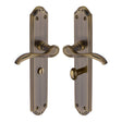 Heritage Brass Door Furniture Antique Brass / Bathroom Lock Handles Heritage Brass - Door Handle for Bathroom Verona Long Design Antique Brass finish