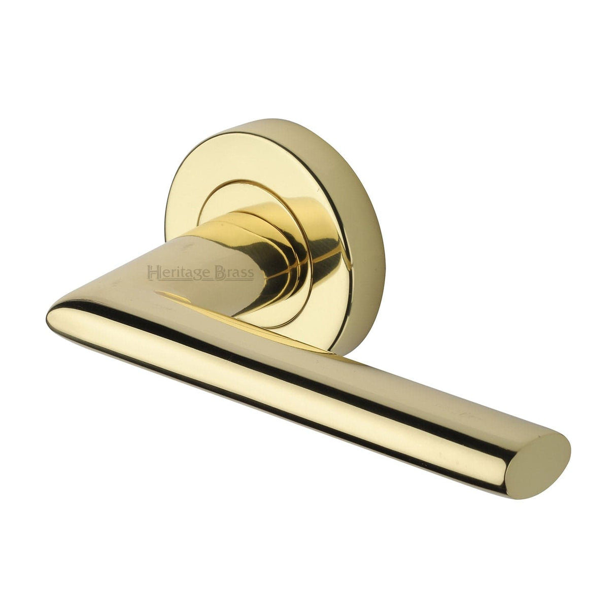 Heritage Brass Door Furniture Polished Brass / Round Rose Heritage Brass - Door Handle Lever Latch on Round Rose Admiralty Design Polished Bra