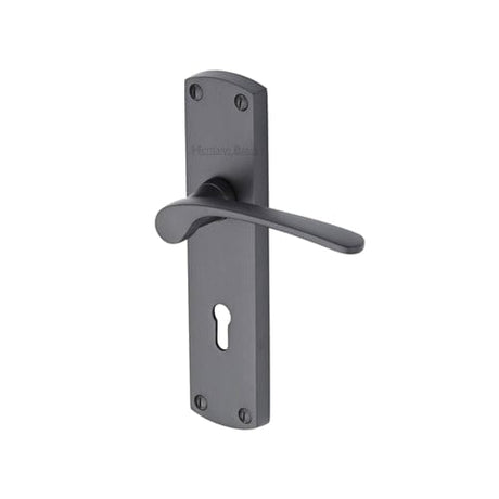 Heritage Brass Door Furniture Matt Black / Std. Lock Handles Heritage Brass - Door Handle Lever Lock Diplomat Design Matt Black finish
