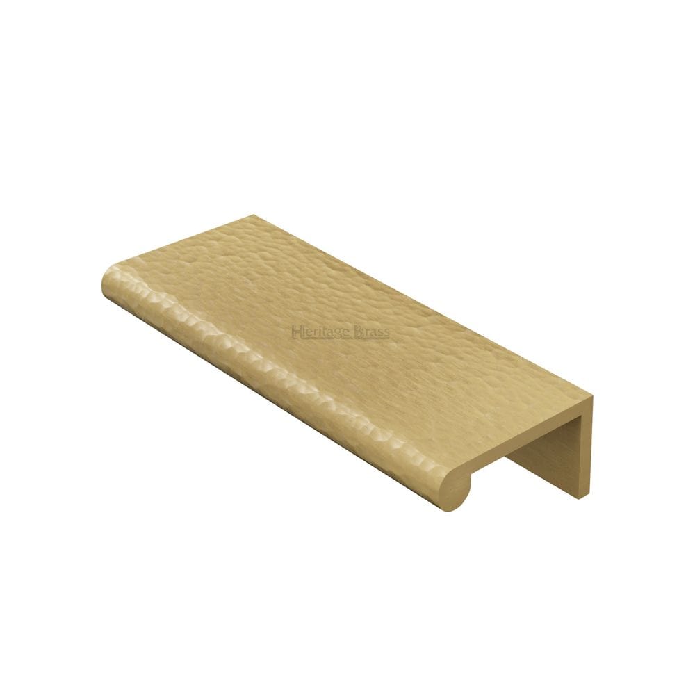 Heritage Brass Cabinet Hardware Satin Brass / Edge Pull Heritage Brass - Edge Pull Cabinet Handle Hammered Design - 40mm Width - Satin Brass