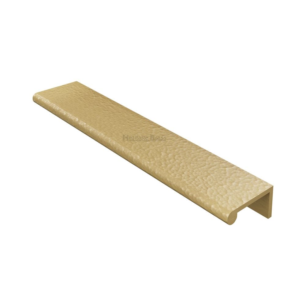 Heritage Brass Cabinet Hardware Satin Brass / Edge Pull Heritage Brass - Edge Pull Cabinet Handle Hammered Design - 40mm Width - Satin Brass