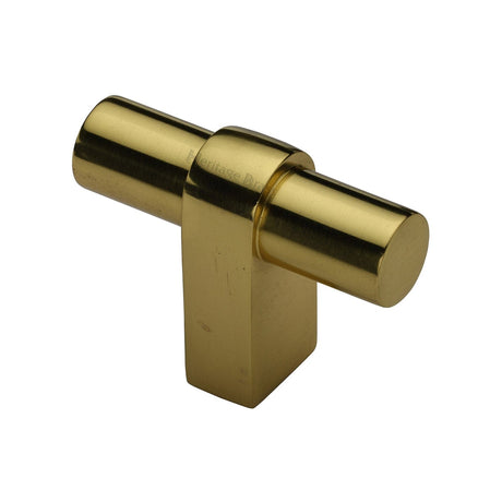 Heritage Brass Cabinet Hardware Polished Brass / Cabinet Knobs Heritage Brass - Industrial T-Bar Cabinet Knob - Polished Brass