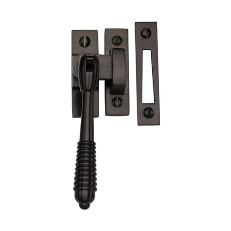 Heritage Brass Window Furniture Matt Bronze / No / Mortice & Hook Place Heritage Brass - Mortice & Hook Plate Casement Fastener Reeded Design Matt Bronze finish