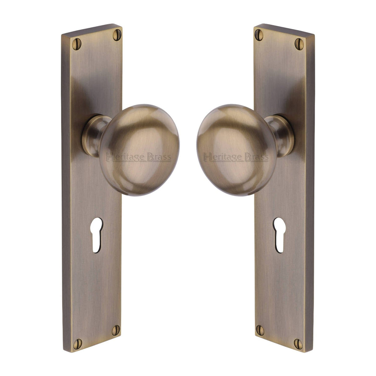 Heritage Brass Door Furniture Antique Brass / Mortice Knobs Heritage Brass Mortice Knob on Lock Plate Victoria Design Antique Brass finish