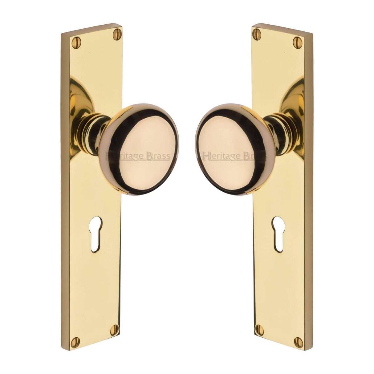 Heritage Brass Door Furniture Polished Brass / Mortice Knobs Heritage Brass Mortice Knob on Lock Plate Victoria Design Polished Brass finish
