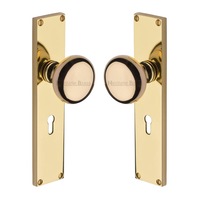 Heritage Brass Door Furniture Polished Brass / Mortice Knobs Heritage Brass Mortice Knob on Lock Plate Victoria Design Polished Brass finish