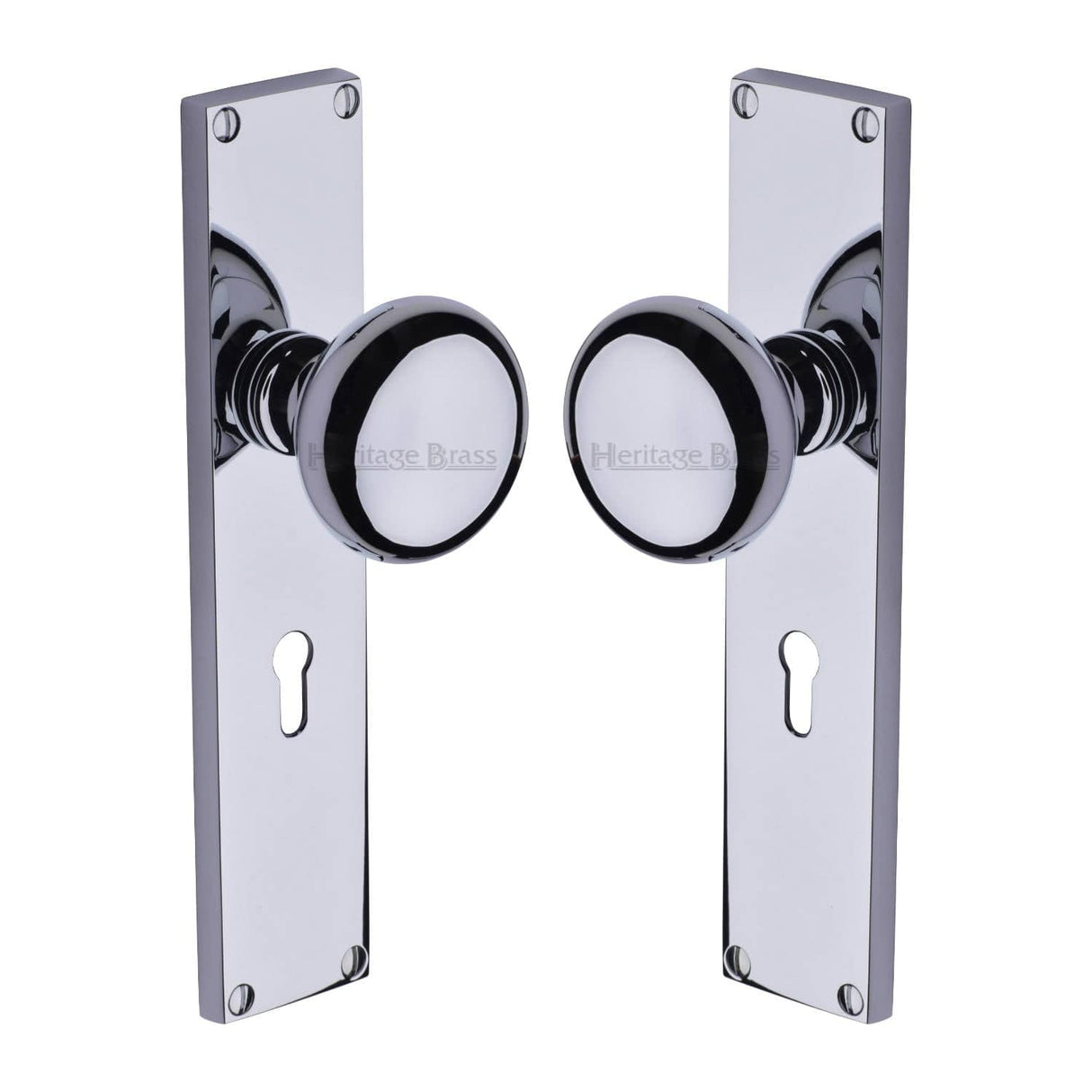 Heritage Brass Door Furniture Polished Chrome / Mortice Knobs Heritage Brass Mortice Knob on Lock Plate Victoria Design Polished Chrome finish