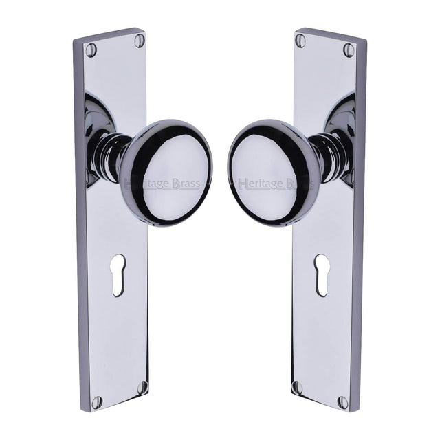Heritage Brass Door Furniture Polished Chrome / Mortice Knobs Heritage Brass Mortice Knob on Lock Plate Victoria Design Polished Chrome finish
