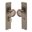 Heritage Brass Door Furniture Antique Brass / Mortice Knobs Heritage Brass Mortice Knob on Reeded Bathroom Plate Victoria Design Antique Brass finish
