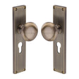 Heritage Brass Door Furniture Antique Brass / Mortice Knobs Heritage Brass Mortice Knob on Reeded Euro Profile Plate Victoria Design Antique Brass finish