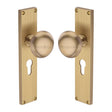 Heritage Brass Door Furniture Satin Brass / Mortice Knobs Heritage Brass Mortice Knob on Reeded Euro Profile Plate Victoria Design Satin Brass finish