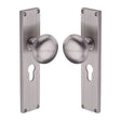 Heritage Brass Door Furniture Satin Nickel / Mortice Knobs Heritage Brass Mortice Knob on Reeded Euro Profile Plate Victoria Design Satin Nickel finish