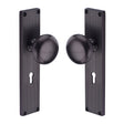 Heritage Brass Door Furniture Matt Bronze / Mortice Knobs Heritage Brass Mortice Knob on Reeded Lock Plate Victoria Design Matt Bronze finish