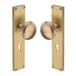 Heritage Brass Door Furniture Satin Brass / Mortice Knobs Heritage Brass Mortice Knob on Reeded Lock Plate Victoria Design Satin Brass finish