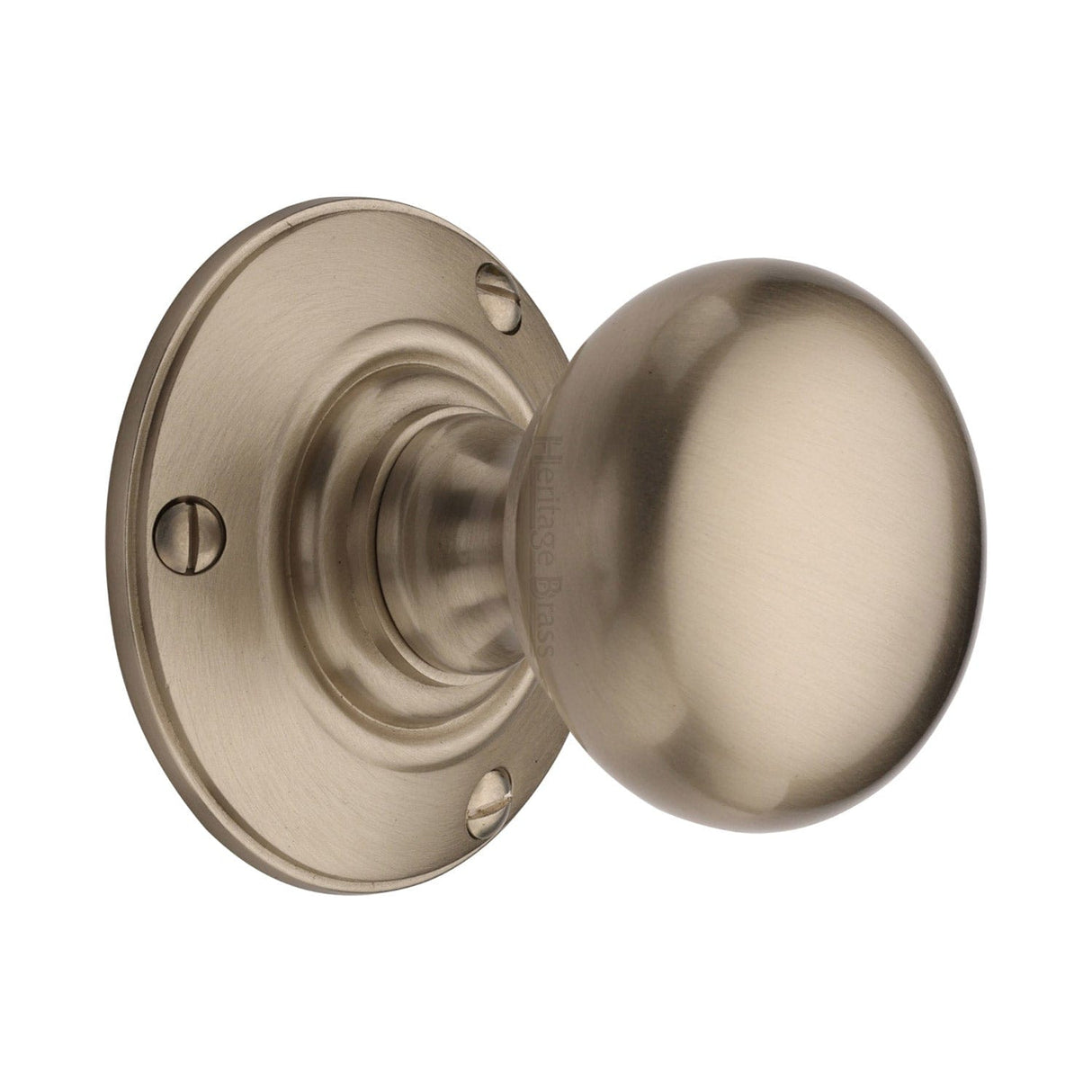 Heritage Brass Door Furniture Satin Nickel / Mortice Knobs Heritage Brass Mortice Knob on Rose Chester Design Satin Nickel finish