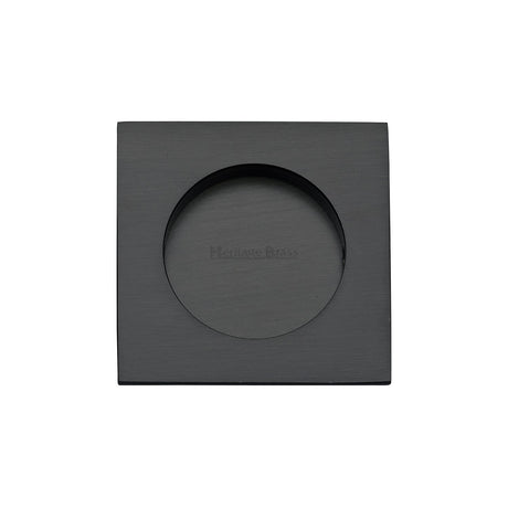 Heritage Brass Door Furniture Matt Black / Flush Pull / Square Heritage Brass - Square Flush Pull 63.5 x 63.5mm Matt Black finish