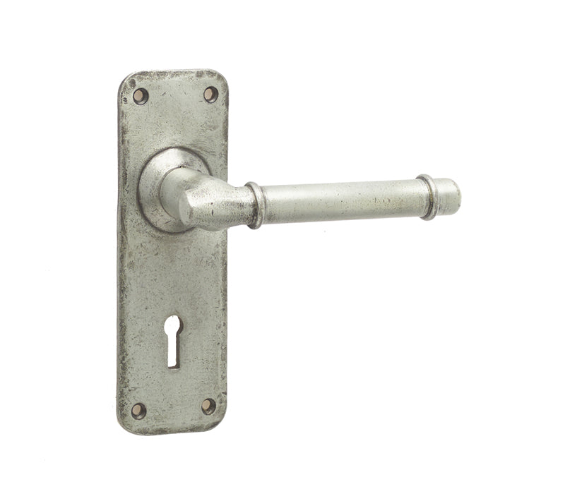 High quality image of Frelan - Belfry Suite Door Handle on Lockplate Pewter Sku. HF100