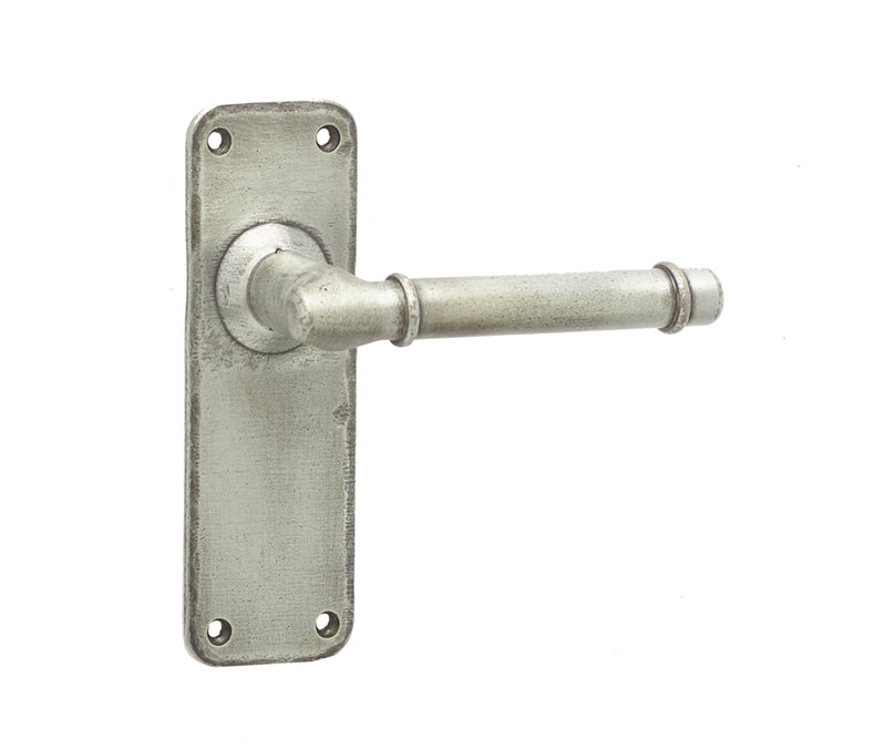 High quality image of Frelan - Belfry Suite Door Handle on Latchplate Pewter Sku. HF101