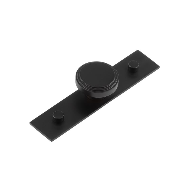 High quality image of Hoxton - Cropley Cupboard Knobs 40mm Plain Backplate Black Sku. HOX-1040MB-5090MB