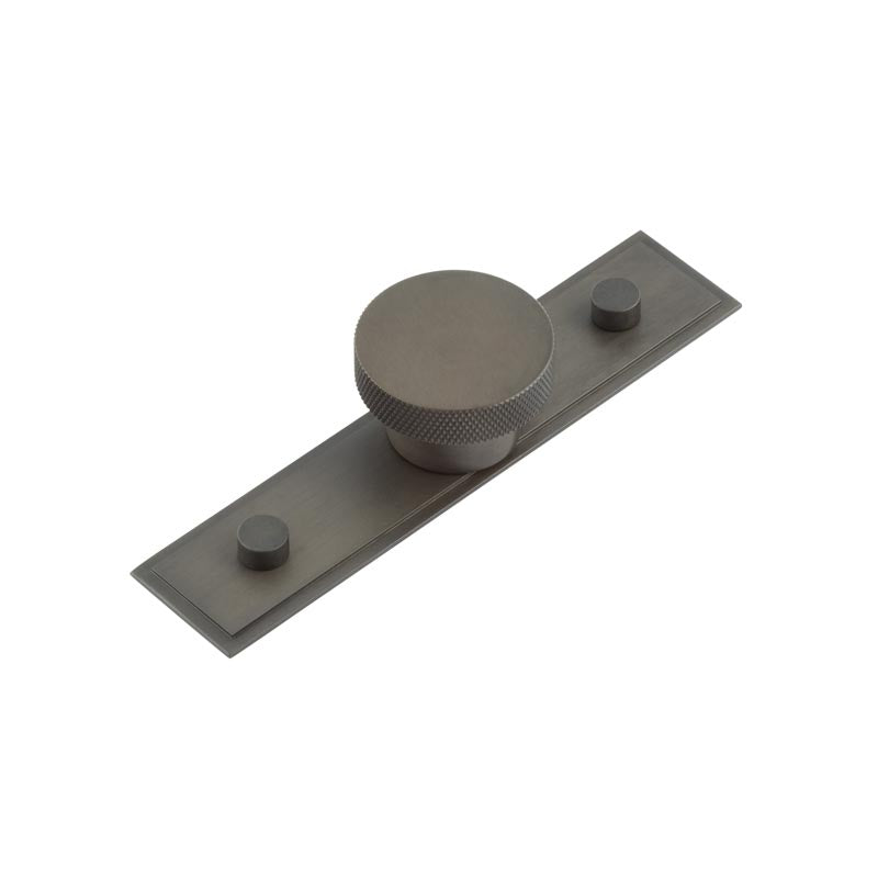 High quality image of Hoxton - Wenlock Cupboard Knobs 40mm Stepped Backplate Dark Bronze Sku. HOX-140DB-6090DB